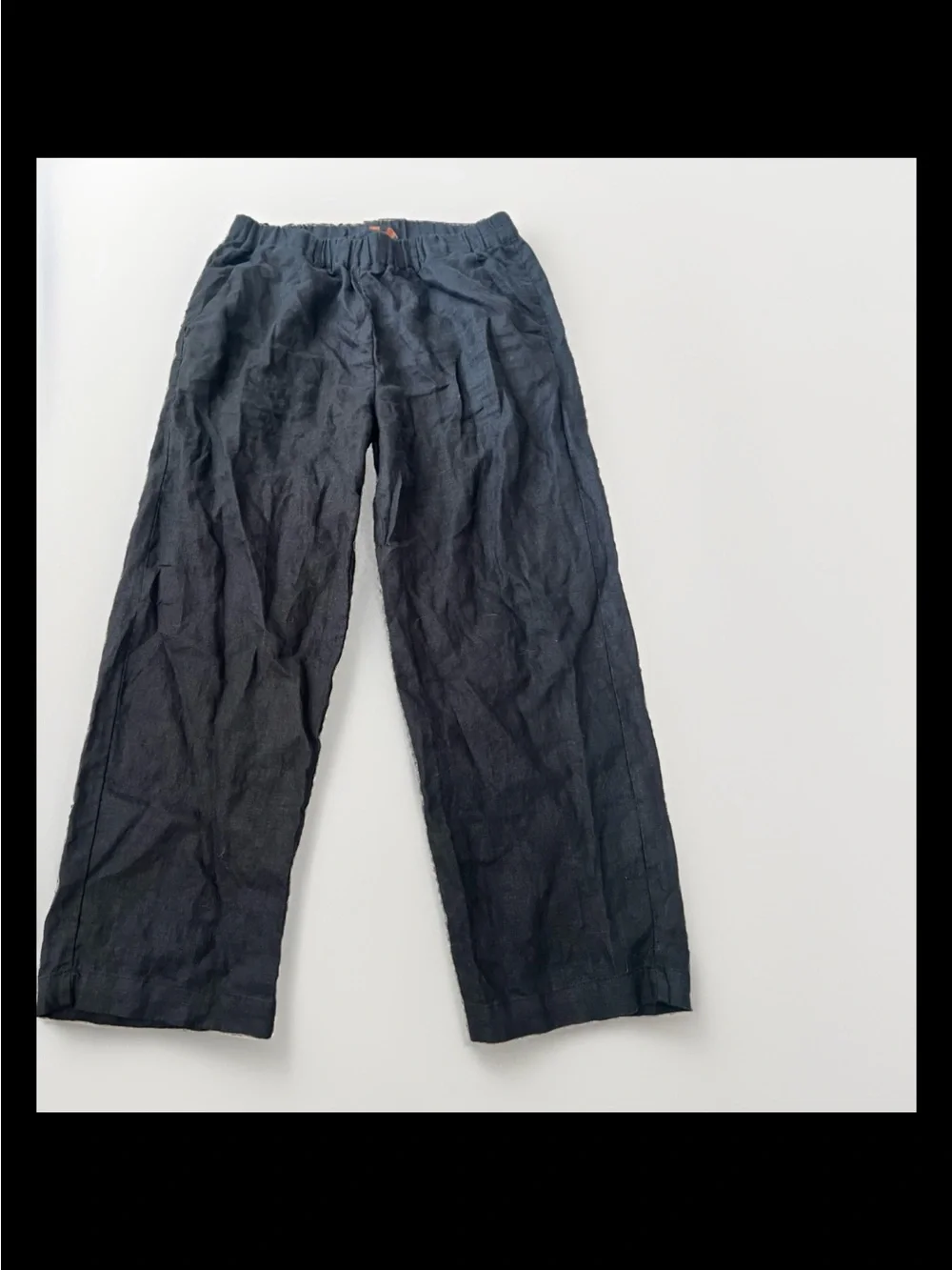 Quince Linen Ankle Pants Womens Pull On Black Straight Elastic Waist Sz M